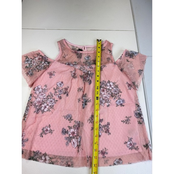 Amy Wear Pink Floral Cold Shoulder Tunic Top Blouse Womens Size M - Picture 3 of 7